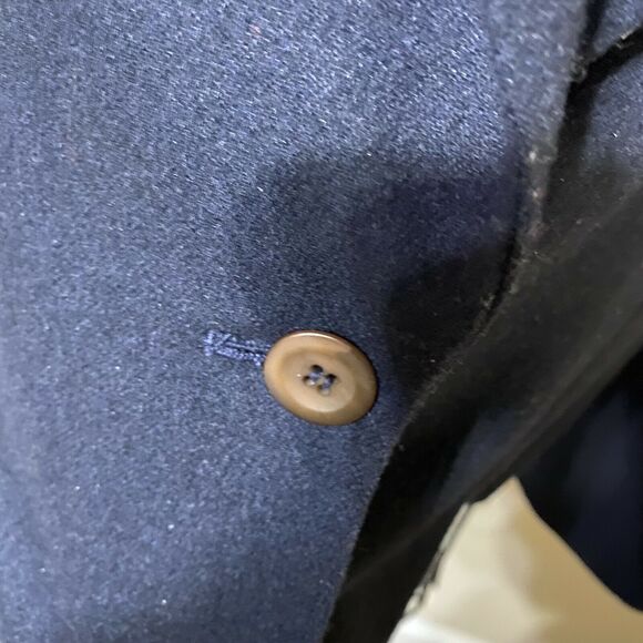 VTG SASSON Deep Navy Wool Blend Blazer Velvet Collar Single Breasted Sz 12/13 - Picture 8 of 10